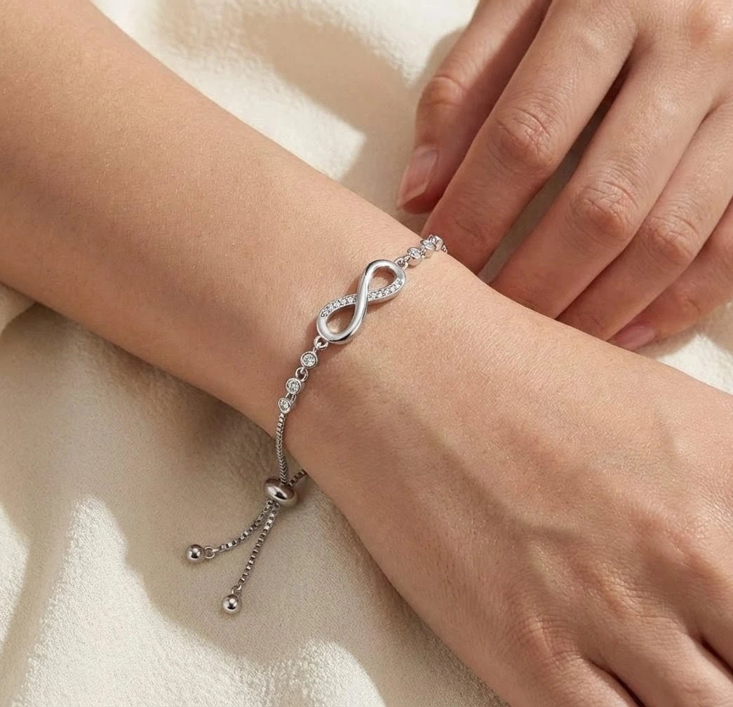 Infinity Slider Bracelet in 925 Sterling Silver - Loyalty & Love