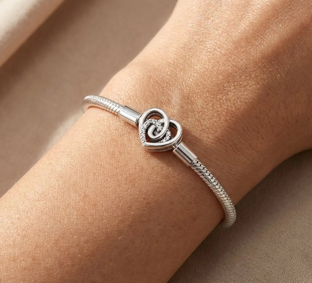 Eternal Love Snake Chain Bracelet in 925 Sterling Silver - Loyalty & Love