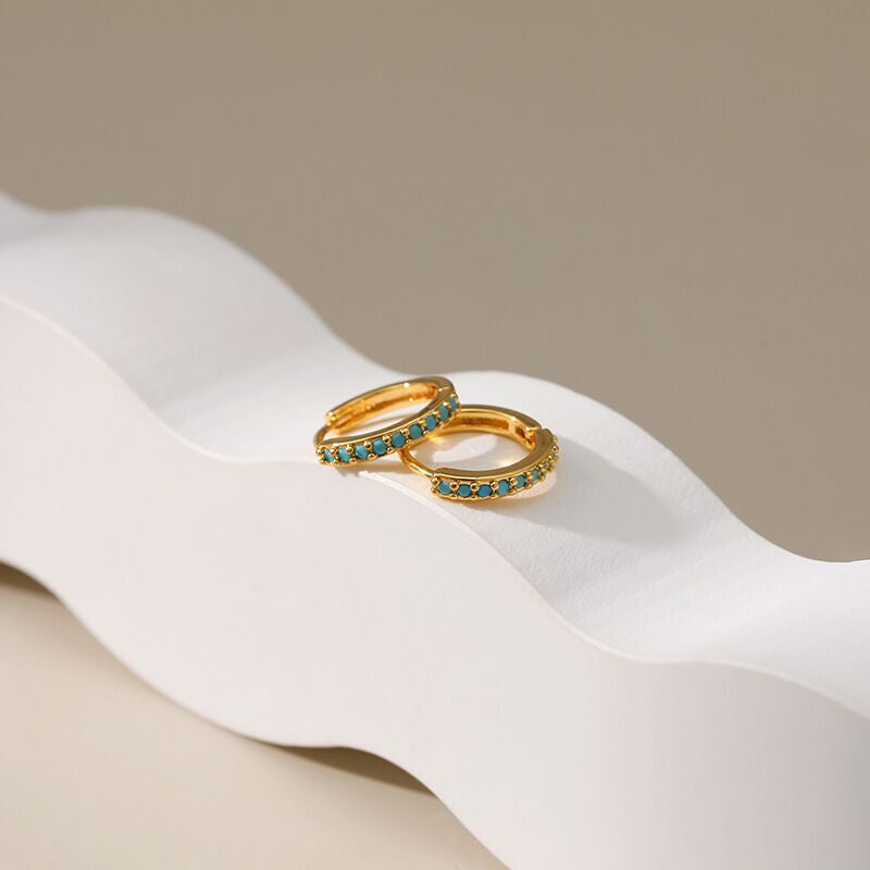 Fashion Turquoise 18K Gold Plated Hoop Earrings Women Girls Jewellery Gift