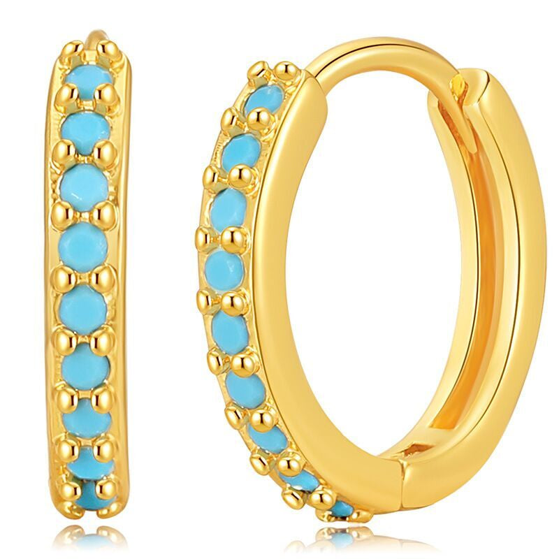 Fashion Turquoise 18K Gold Plated Hoop Earrings Women Girls Jewellery Gift