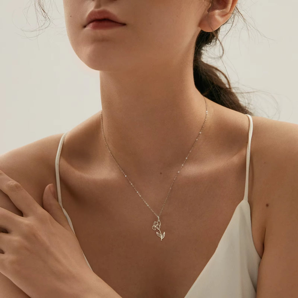 Stainless Steel Birth Month Flower Necklace Snowdrop Daisy Rose Pendant Neck Chains 2026 Trendy Jewelry Birthday Gift