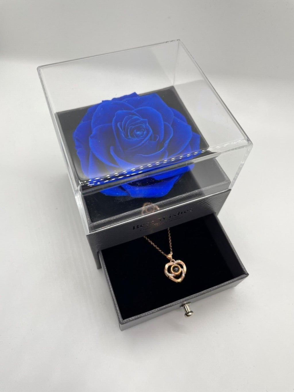 Preserved Rose Flower and "I Love You" Heart Necklace Gift Box - Gifts for Her