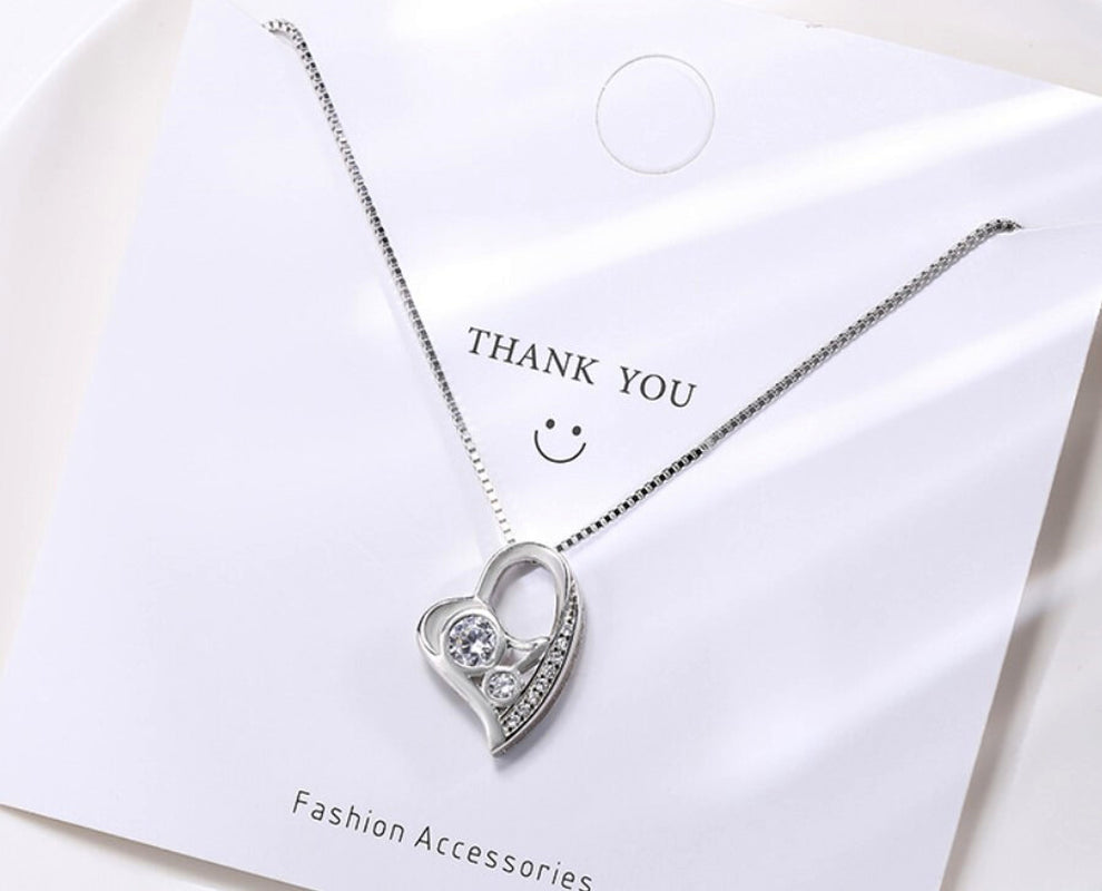 Cherry Heart Pendant 925 Sterling Silver Necklace Chain Jewellery Women Gift UK