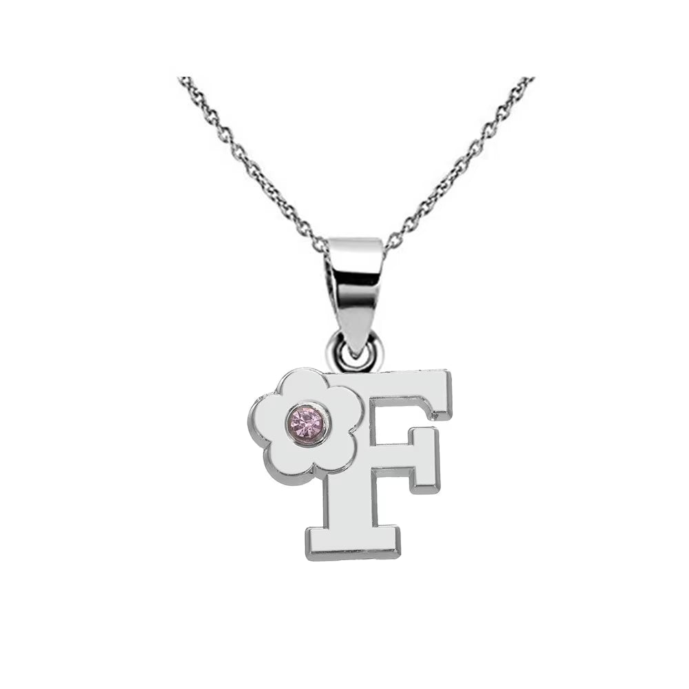 Initials Flower Letter Name Necklace for Girls Children'S Alloy Crystal Flower A-Z Alphabet Pendant Chain Kids Jewelry