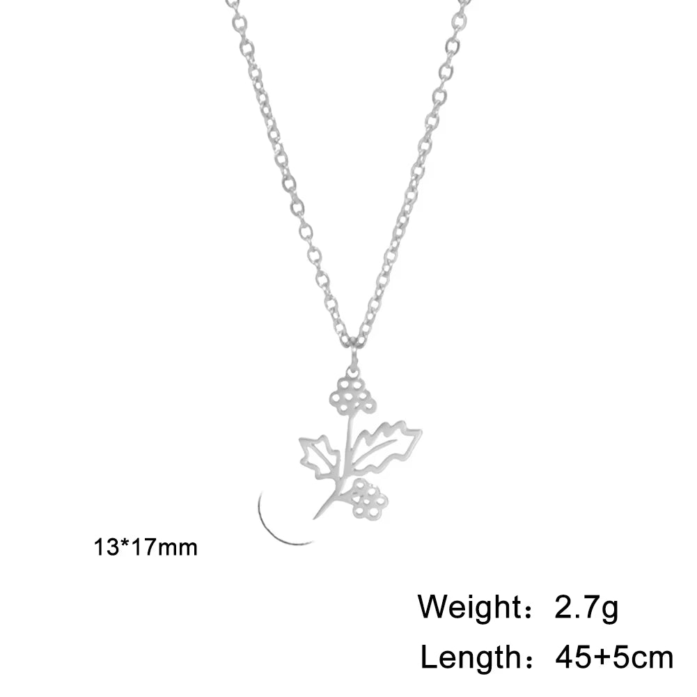 Stainless Steel Birth Month Flower Necklace Snowdrop Daisy Rose Pendant Neck Chains 2026 Trendy Jewelry Birthday Gift