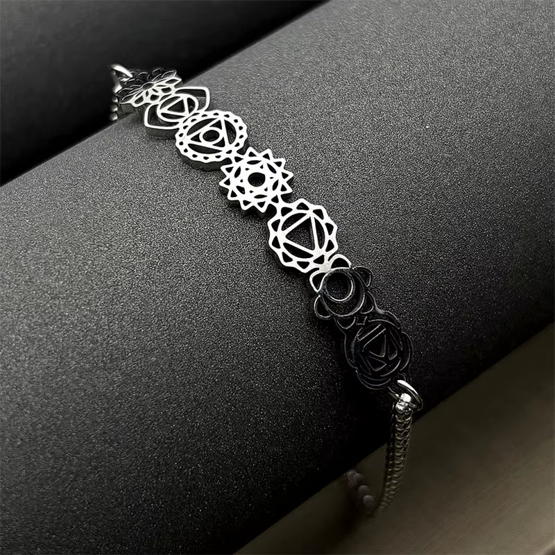 Yoga 7 Chakra Birth Flower Pendant Necklace for Women Girls Stainless Steel Gold Color Reiki Healing Amulet Jewelry Gift