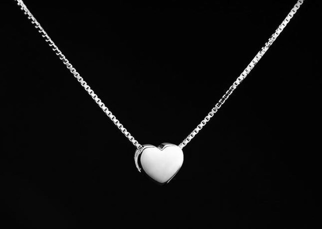 Heart Charm Pendant 925 Sterling Silver Plated Necklace Womens Jewellery Gift UK