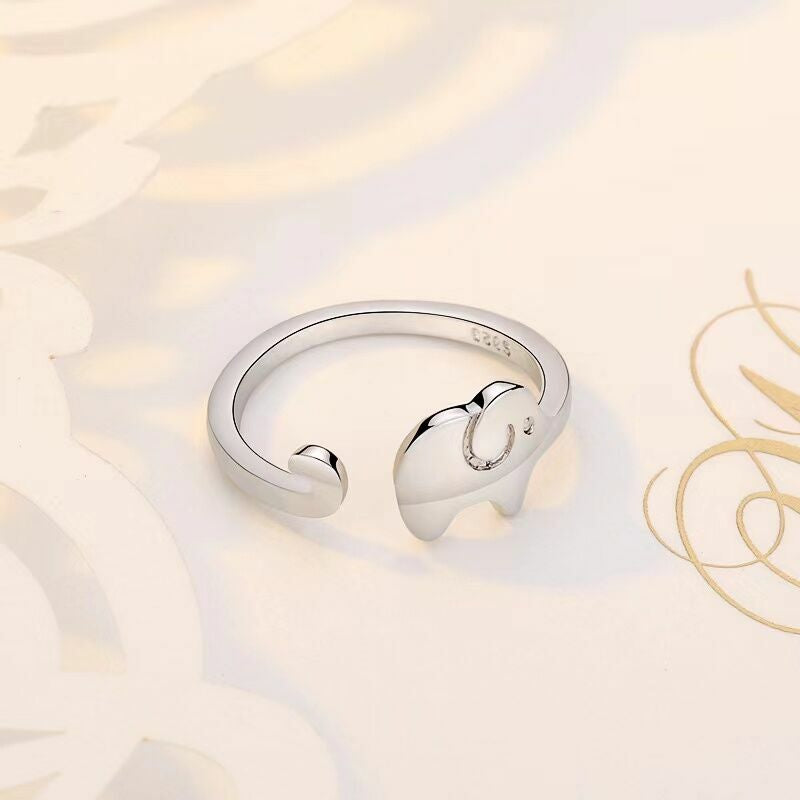 Women Girls Cute Elephant Adjustable Ring 925 Sterling Silver Jewellery Gift UK
