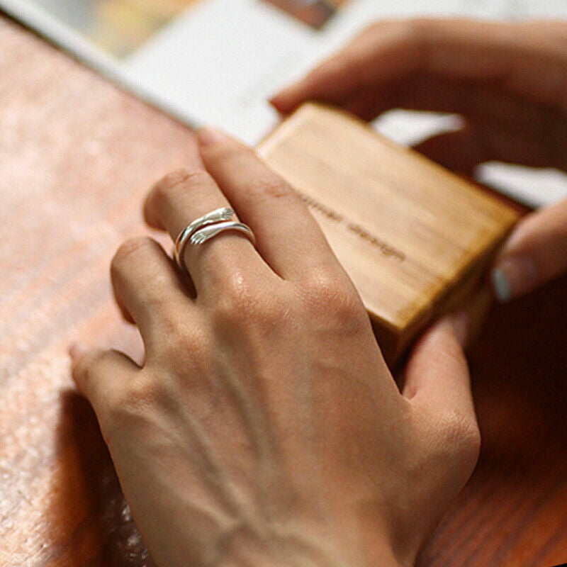 Silver Love Hug Ring Band Open Finger Fully Adjustable Jewellery, UK