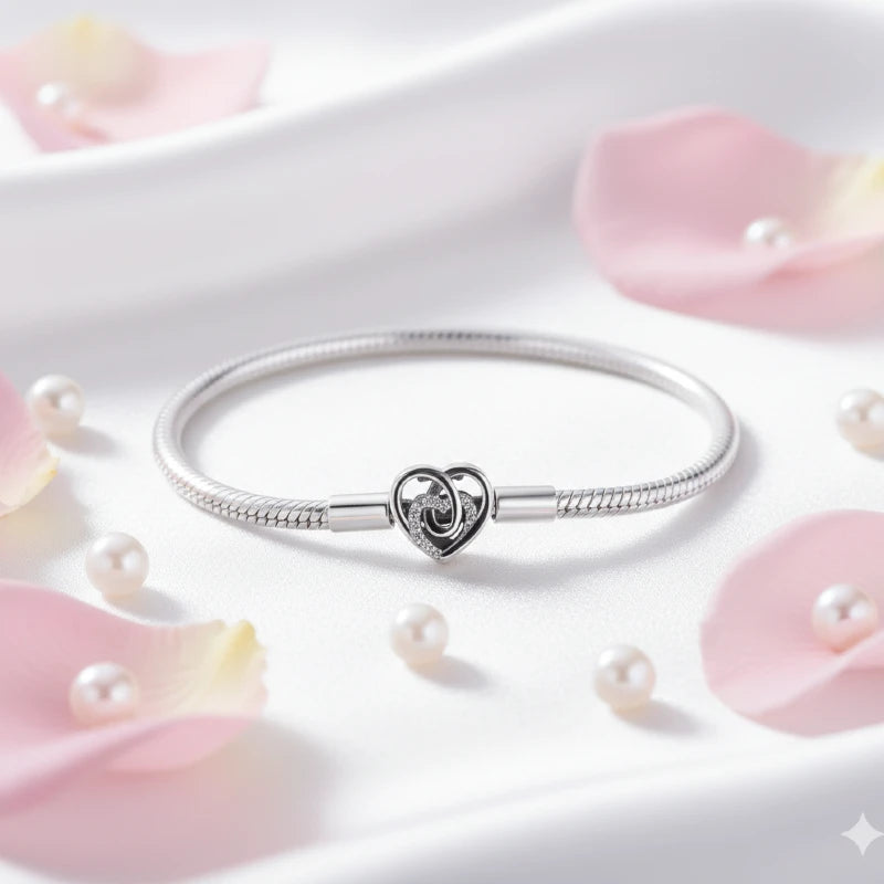 Eternal Love Snake Chain Bracelet in 925 Sterling Silver - Loyalty & Love