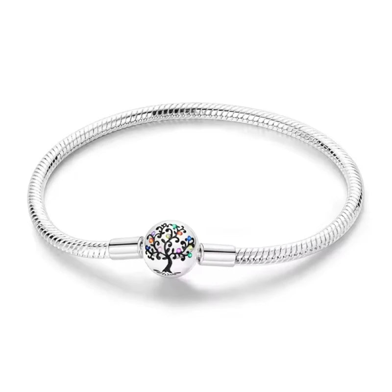 Tree of Life Snake Chain Bracelet in 925 Sterling Silver - Loyalty & Love