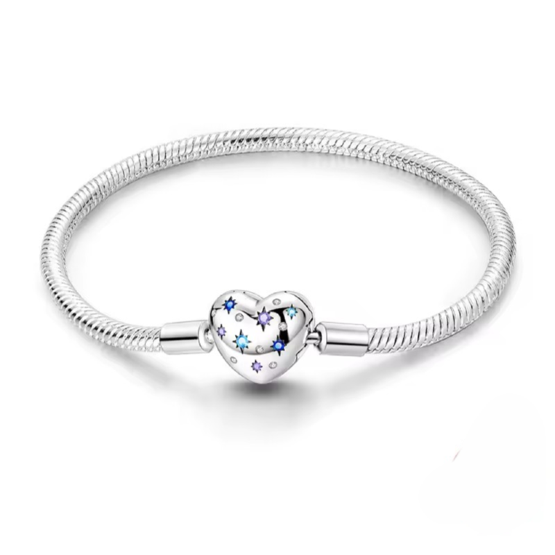 Galaxy Heart Snake Chain Bracelet - Loyalty & Love