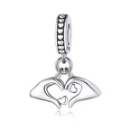 The Heart Hands Dangle Charm - 925 Sterling Silver - Loyalty & Love