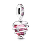 Shimmering Heart Dangle Charm – 925 Sterling Silver - Loyalty & Love