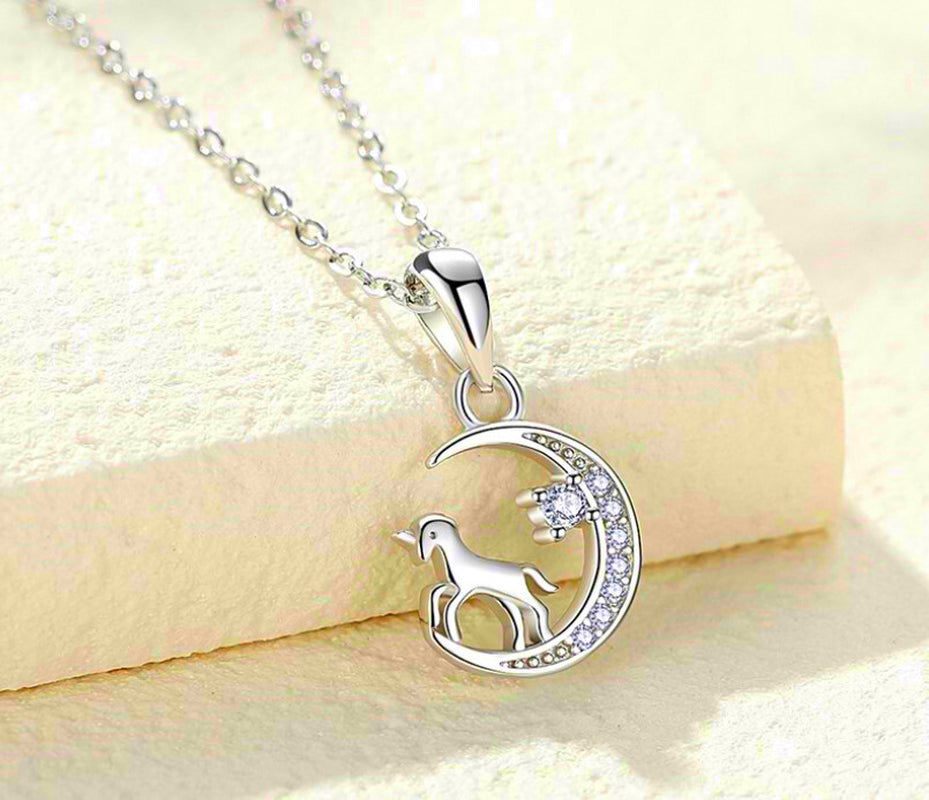 Moon Union Pendant 925 Sterling Silver Necklace Chain Jewellery Womens Gifts UK