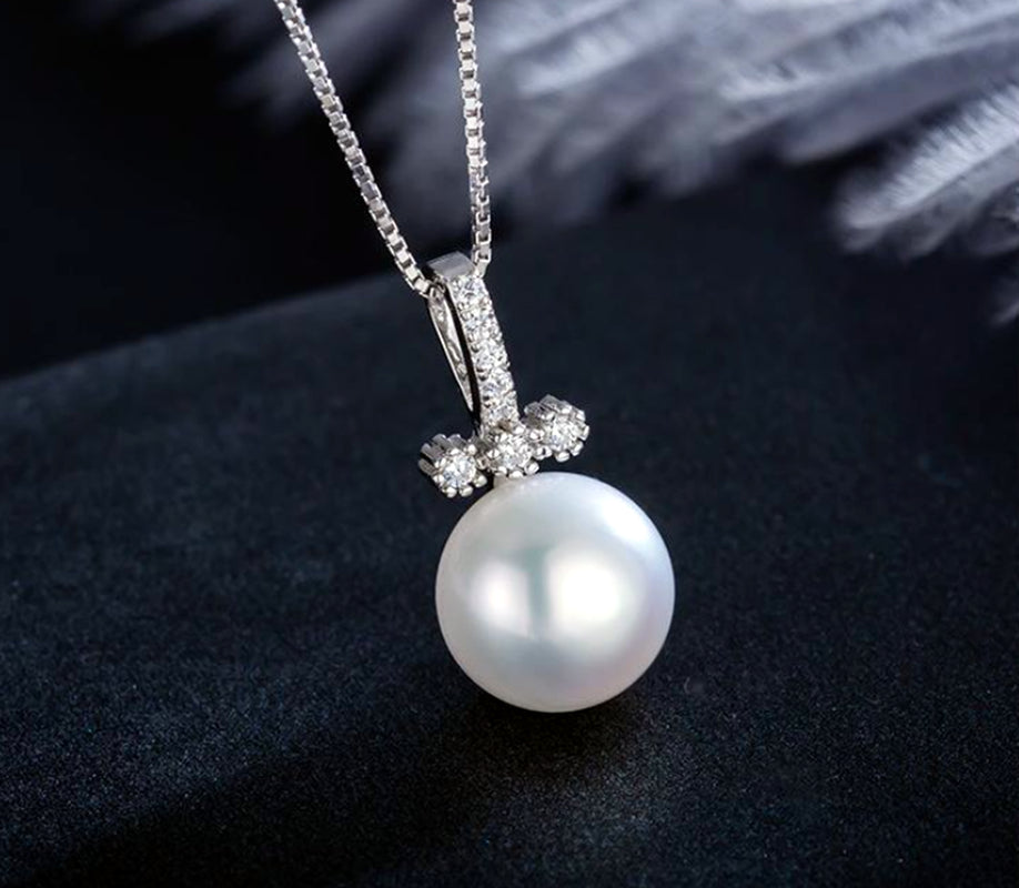 Crystal Cross Pearl 925 Sterling Silver Chain Necklace Women Girl Jewellery Gift