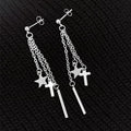 Cross Star Tassel Drop Earrings 925 Sterling Silver Womens Girls Jewellery Gift