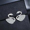 Crystal Swan Womens Girls 925 Sterling Silver Stud Earrings Jewellery Gift UK