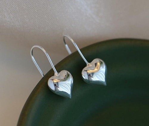 925 Sterling Silver Love Heart Drop Hoop Earrings Women Girls Jewellery Gift UK