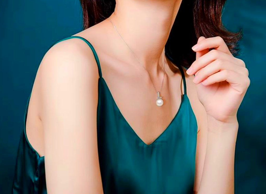 Crystal Cross Pearl 925 Sterling Silver Chain Necklace Women Girl Jewellery Gift