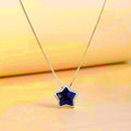 Black Shiny Crystal Star Pendant 925 Sterling Silver Chain Women Jewellery Gifts