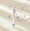 Crystal Cross Pendant Chain Necklace 925 Sterling Silver Jewellery Gift UK