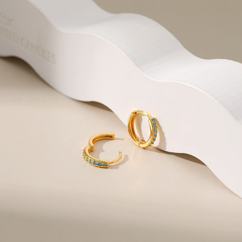 Fashion Turquoise 18K Gold Plated Hoop Earrings Women Girls Jewellery Gift