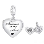 Forever in My Heart Opening Locket Charm in 925 Sterling Silver - Loyalty & Love