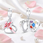 Wrapped With Love Secret Birthstone Heart Charm in 925 Sterling Silver - Loyalty & Love