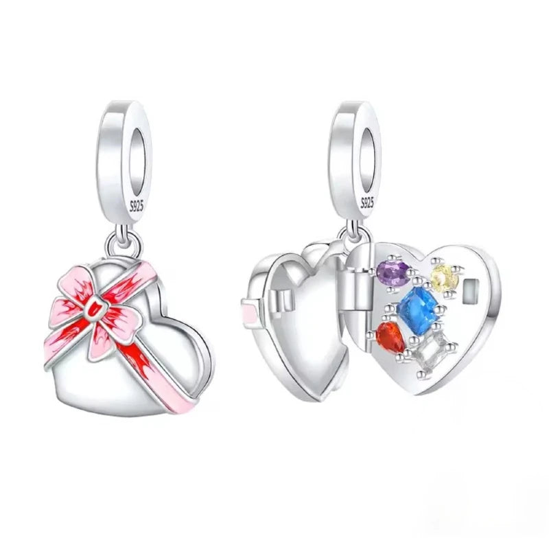 Wrapped With Love Secret Birthstone Heart Charm in 925 Sterling Silver - Loyalty & Love
