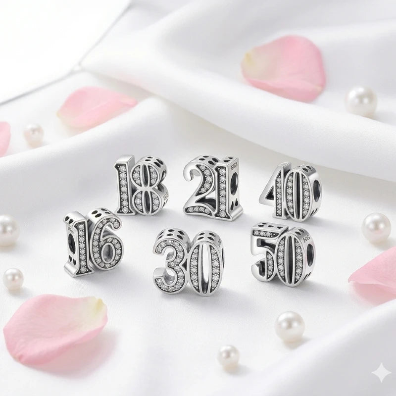 Milestone Celebration Charm in 925 Sterling Silver Charm - Loyalty & Love