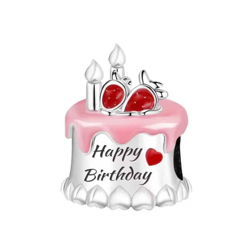 Happy Birthday Cake Charm in 925 Sterling Silver - Loyalty & Love