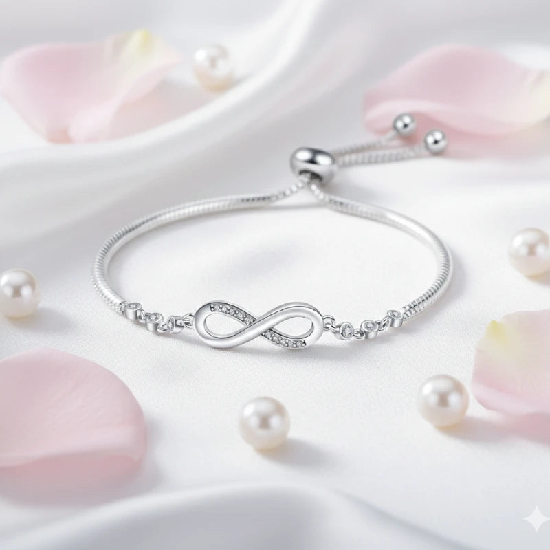 Infinity Slider Bracelet in 925 Sterling Silver - Loyalty & Love