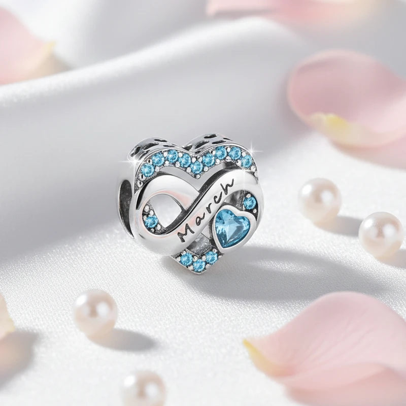 March Birthday Heart in 925 Sterling Silver - Loyalty & Love