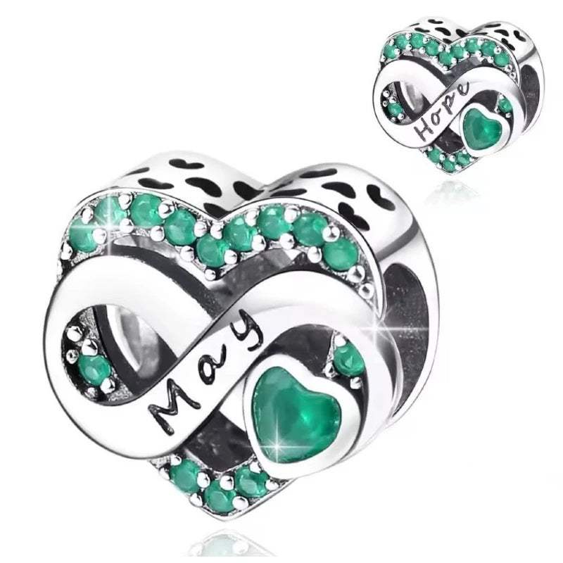 May Birthday Heart in 925 Sterling Silver - Loyalty & Love