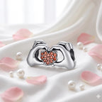 Heart in Your Hands Garnet Charm in 925 Sterling Silver - Loyalty & Love