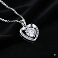 925 Sterling Silver Crystal Love Heart Pendant Necklace Women Jewellery Gift UK