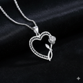 Crystal Heart Rose Choker Necklace Pendant 925 Sterling Silver Womens Jewellery