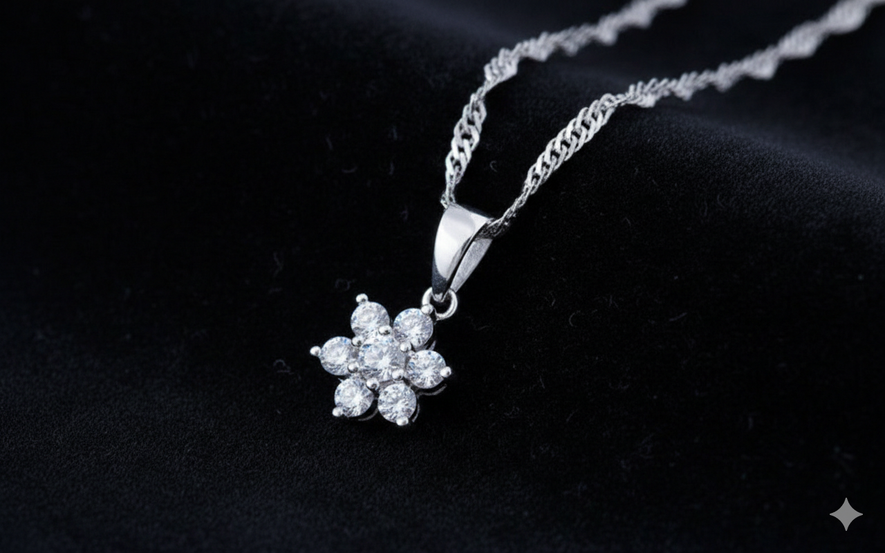 Snowflake Pendant 925 Sterling Silver Chain Necklace Womens Girls Jewellery Gift