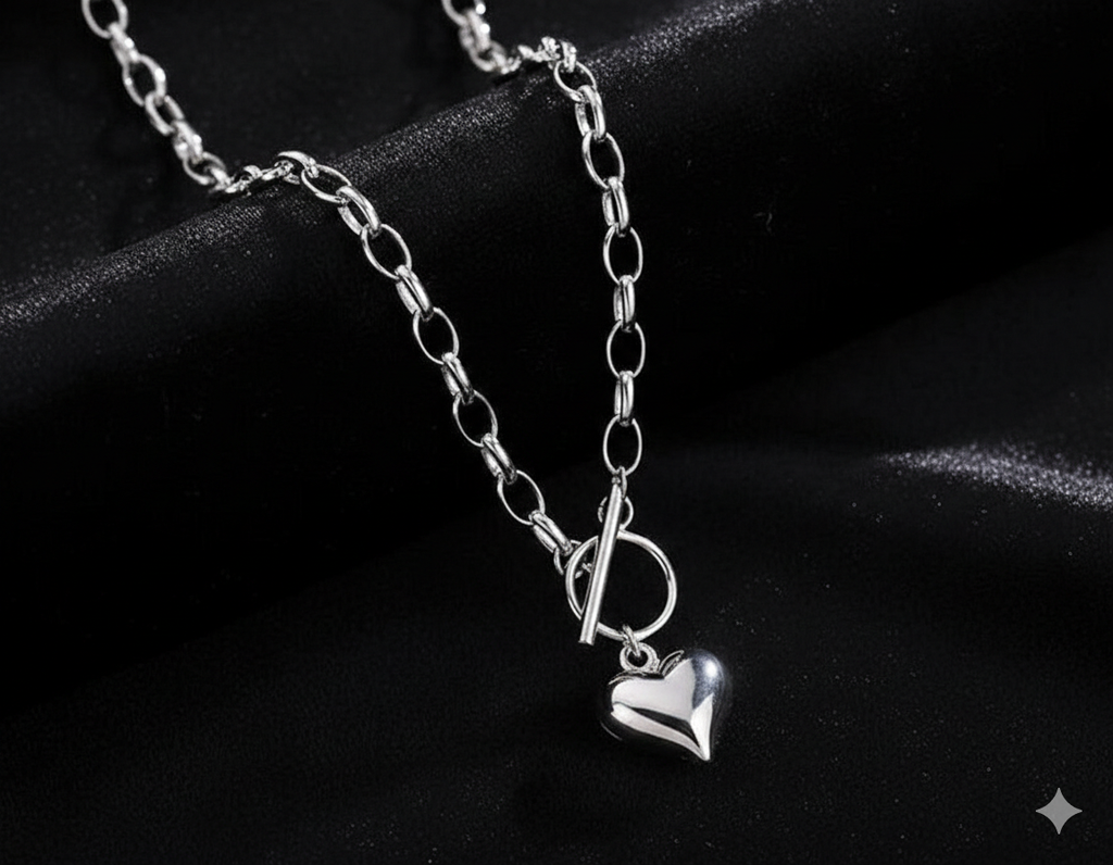 Heart Pendant 925 Sterling Silver Plated Chain Necklace Bracelet Women Jewellery