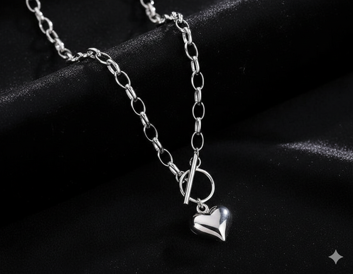 Heart Pendant 925 Sterling Silver Plated Chain Necklace Bracelet Women Jewellery