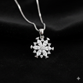 Crystal Snowflake Pendant Necklace 925 Sterling Silver Women Girls Jewellery UK